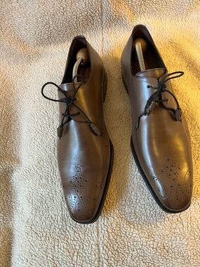 Mezlan Beautiful Harper Brown Gray Brogue Derby Dress Shoes Leather 10M NEW!
